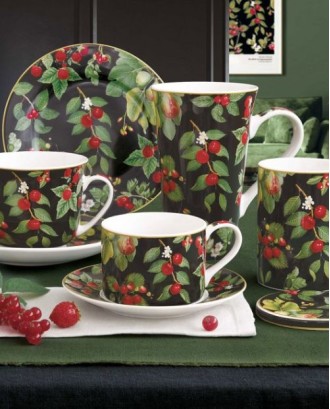Set 2 cesti si farfurii pentru espresso, 75 ml, Orchard - SIMONA'S COOKSHOP